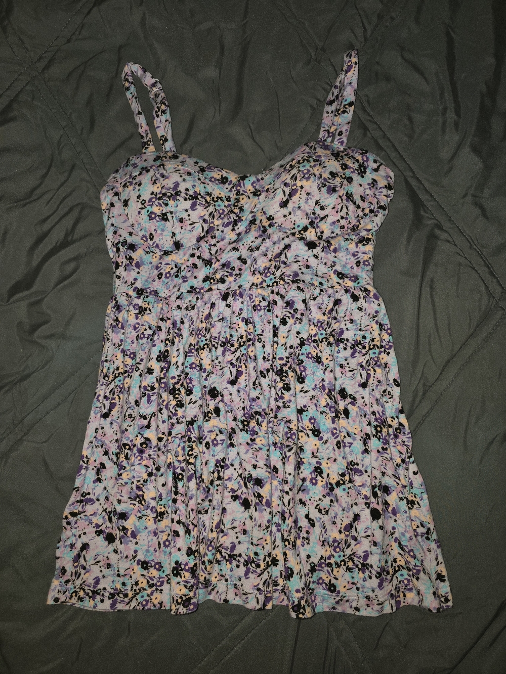 Lina Lavender Floral Tank with Sweetheart Bodice
